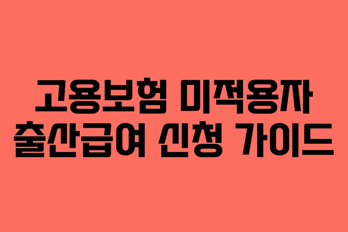 고용보험 미적용자 출산급여 신청 가이드