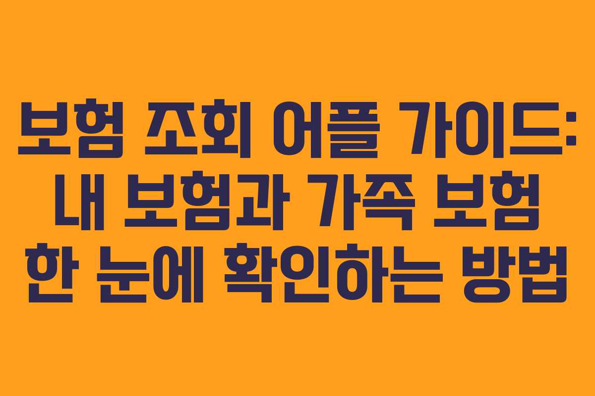 보험 조회 어플 가이드: 내 보험과 가족 보험 한 눈에 확인하는 방법