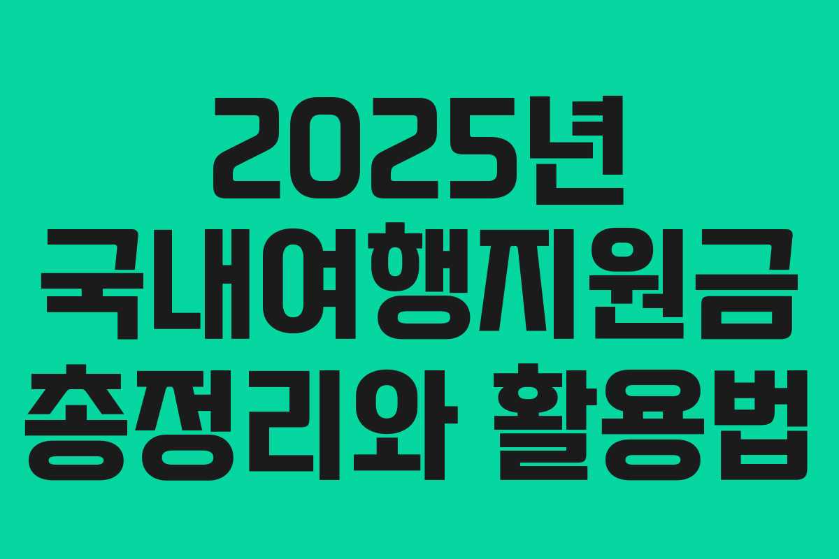 2025년 국내여행지원금 총정리와 활용법