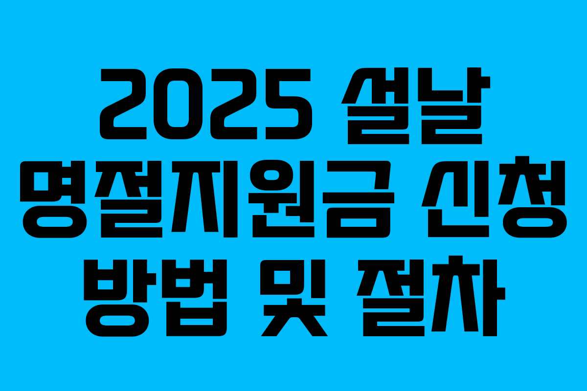 2025 설날 명절지원금 신청 방법 및 절차
