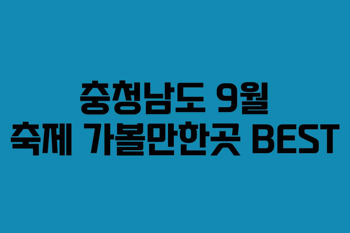 충청남도 9월 축제 가볼만한곳 BEST
