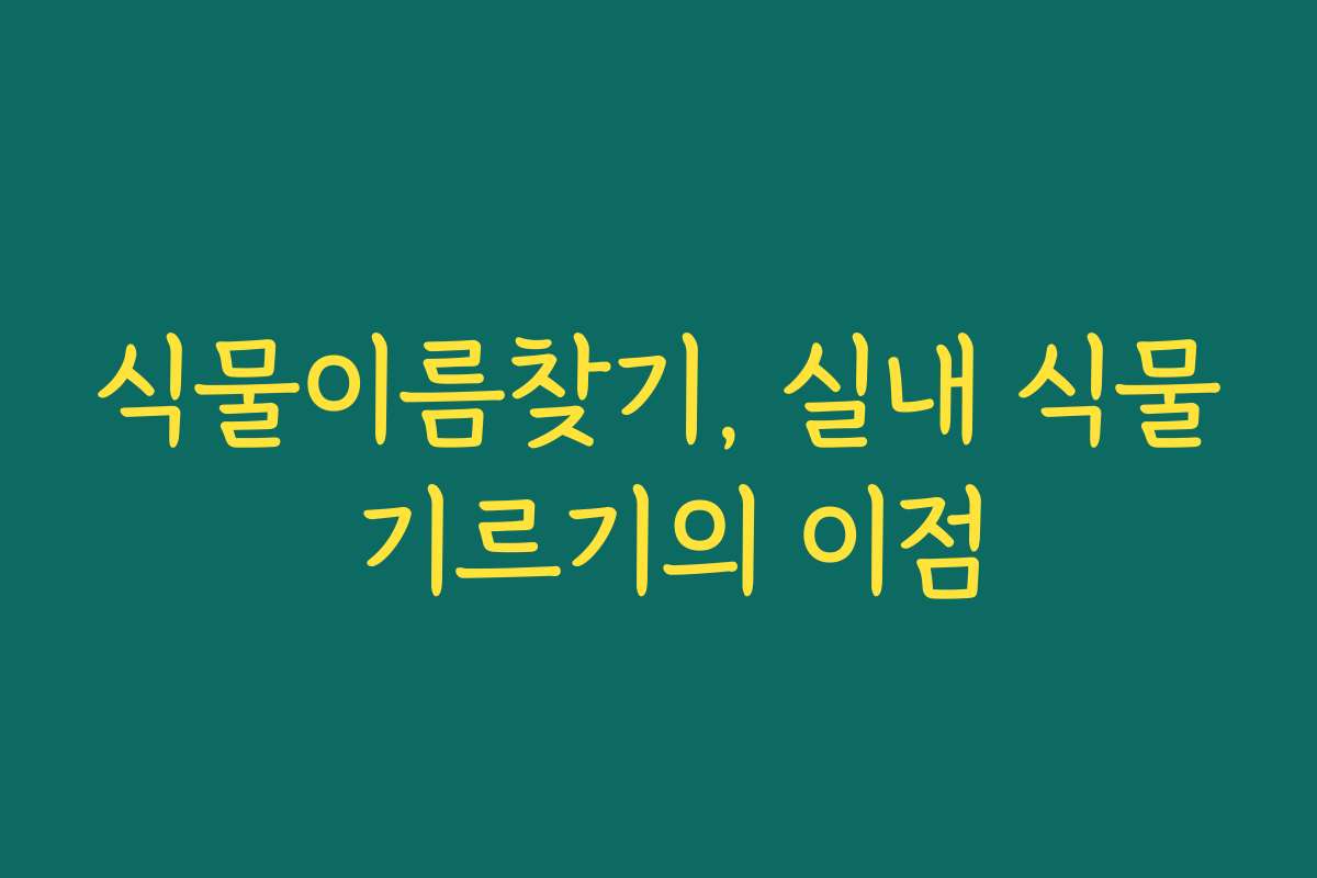 식물이름찾기, 실내 식물 기르기의 이점