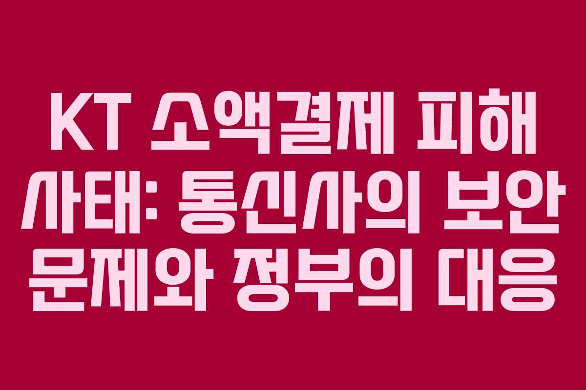 KT 소액결제 피해 사태: 통신사의 보안 문제와 정부의 대응