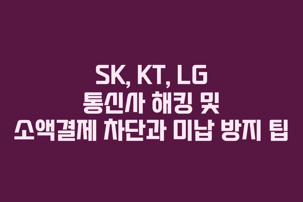 SK, KT, LG 통신사 해킹 및 소액결제 차단과 미납 방지 팁