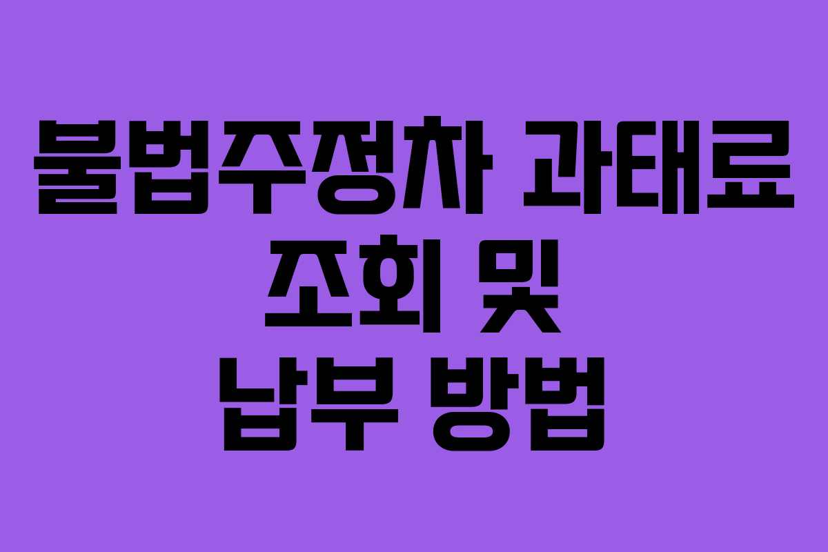 불법주정차 과태료 조회 및 납부 방법
