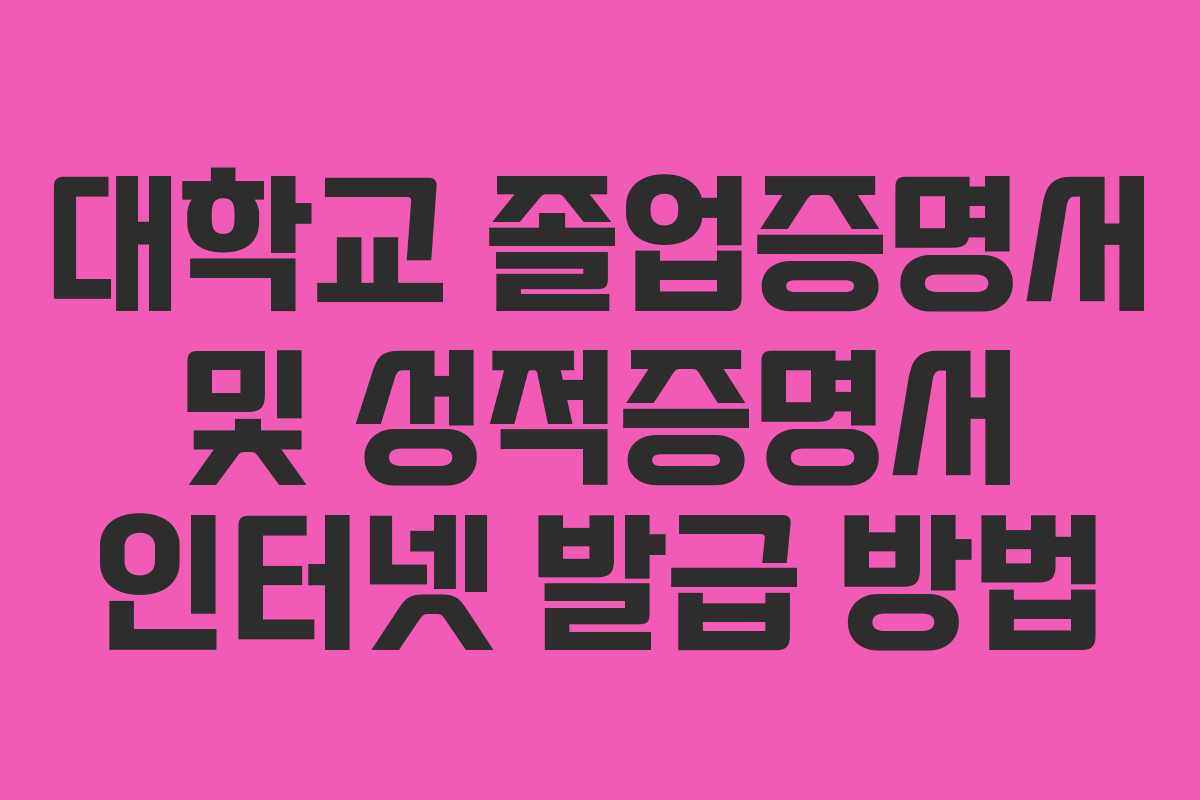 대학교 졸업증명서 및 성적증명서 인터넷 발급 방법