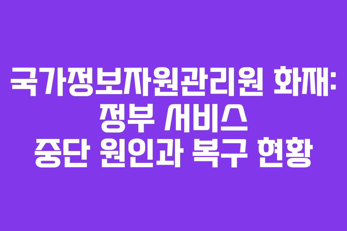 국가정보자원관리원 화재: 정부 서비스 중단 원인과 복구 현황