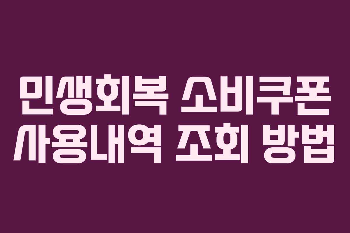 민생회복 소비쿠폰 사용내역 조회 방법