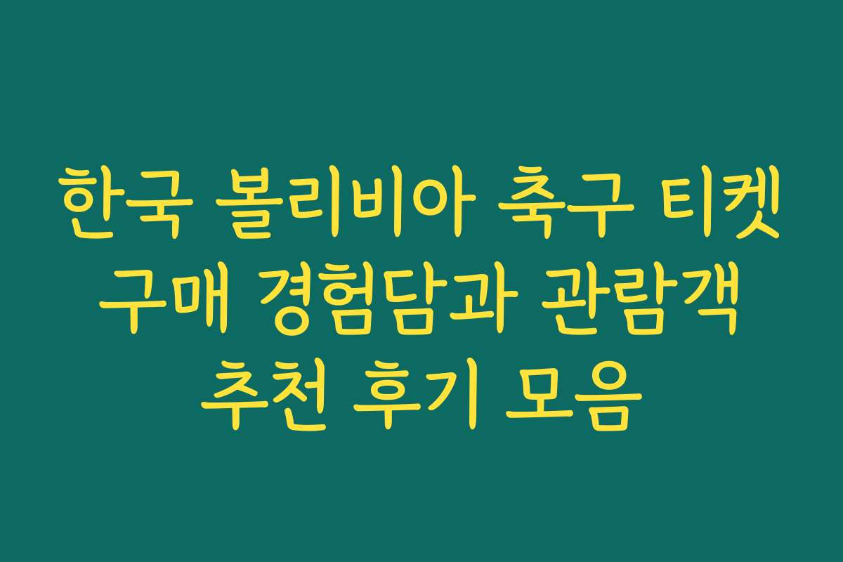 한국 볼리비아 축구 티켓 구매 경험담과 관람객 추천 후기 모음