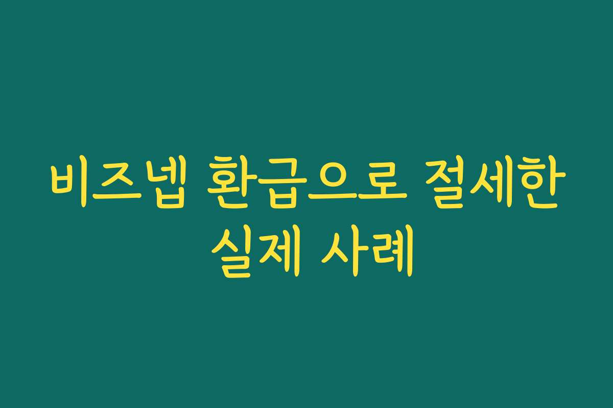 비즈넵 환급으로 절세한 실제 사례
