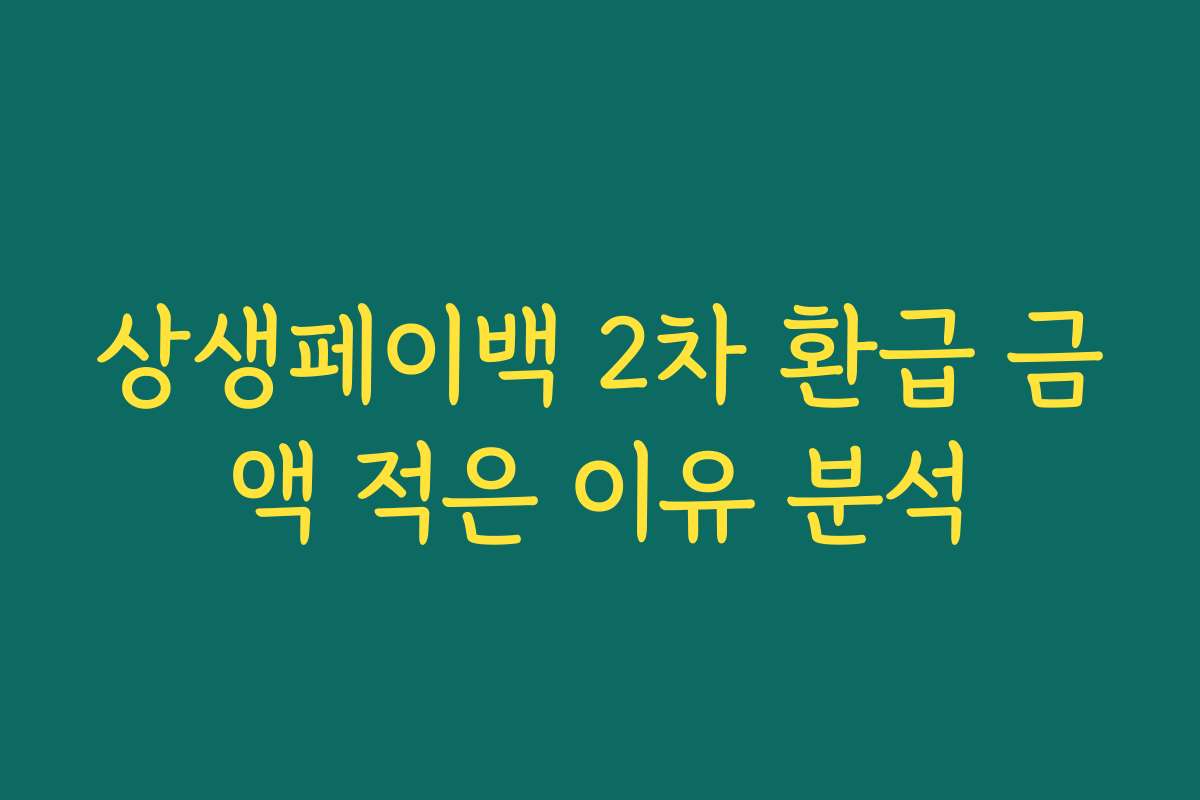 상생페이백 2차 환급 금액 적은 이유 분석 상생페이백 2차 환급 금액 적은 이유 분석