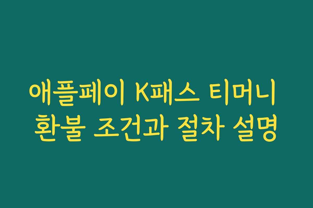 애플페이 K패스 티머니 환불 조건과 절차 설명 애플페이 K패스 티머니 환불 조건과 절차 설명