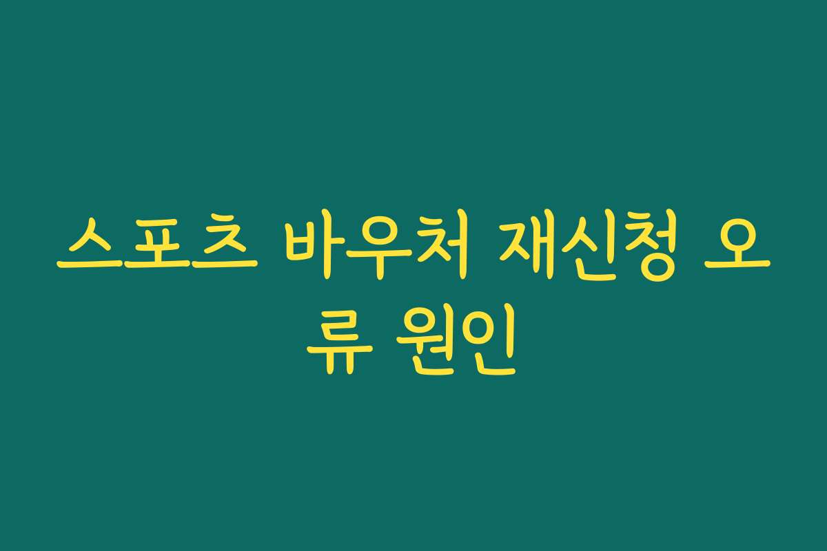 스포츠 바우처 재신청 오류 원인