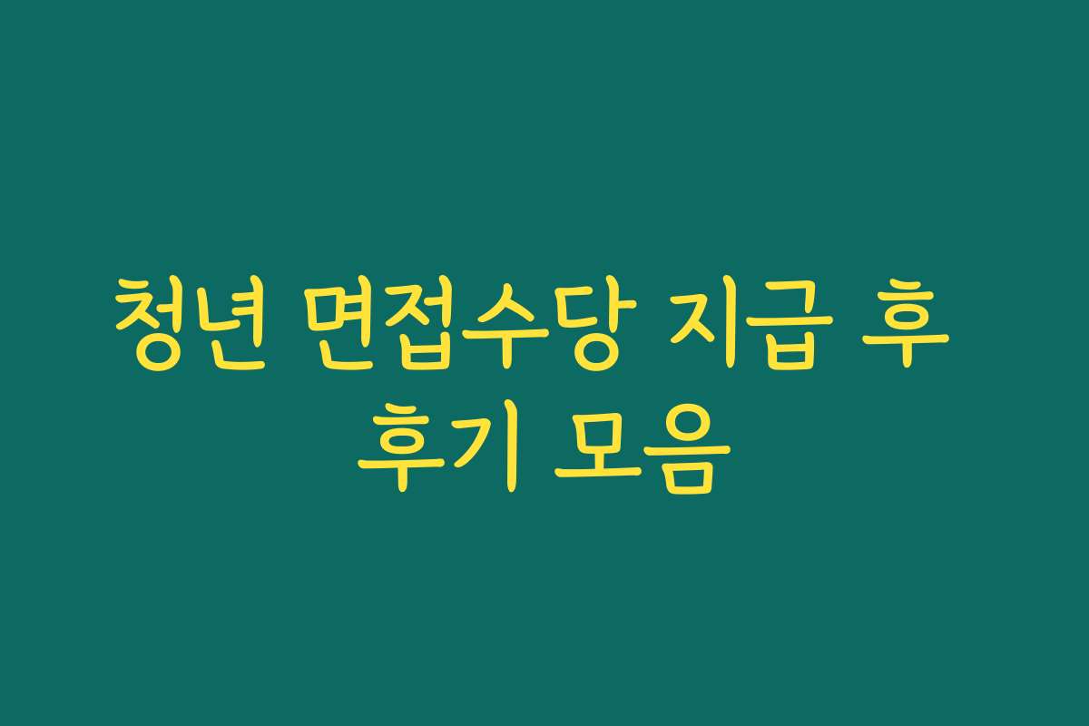청년 면접수당 지급 후 후기 모음 청년 면접수당 지급 후 후기 모음