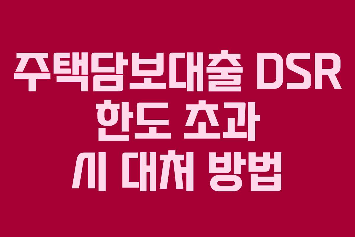 주택담보대출 DSR 한도 초과 시 대처 방법
