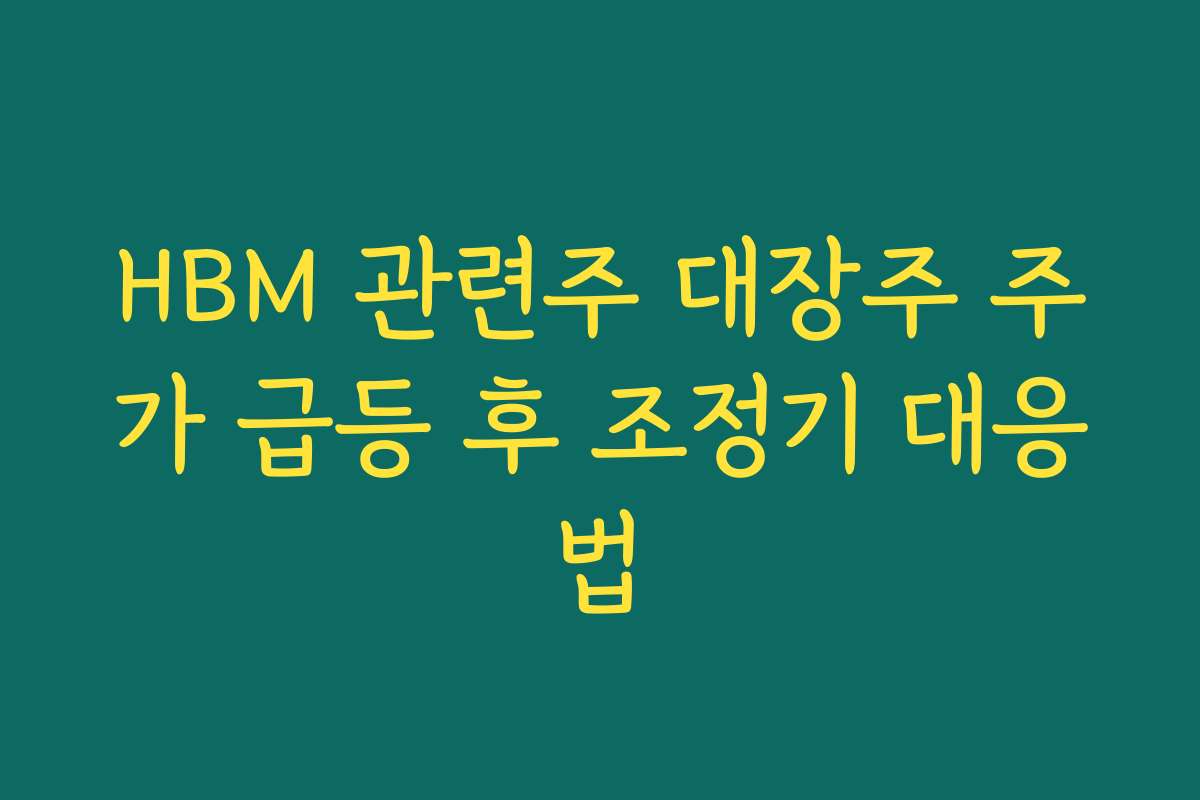 HBM 관련주 대장주 주가 급등 후 조정기 대응법