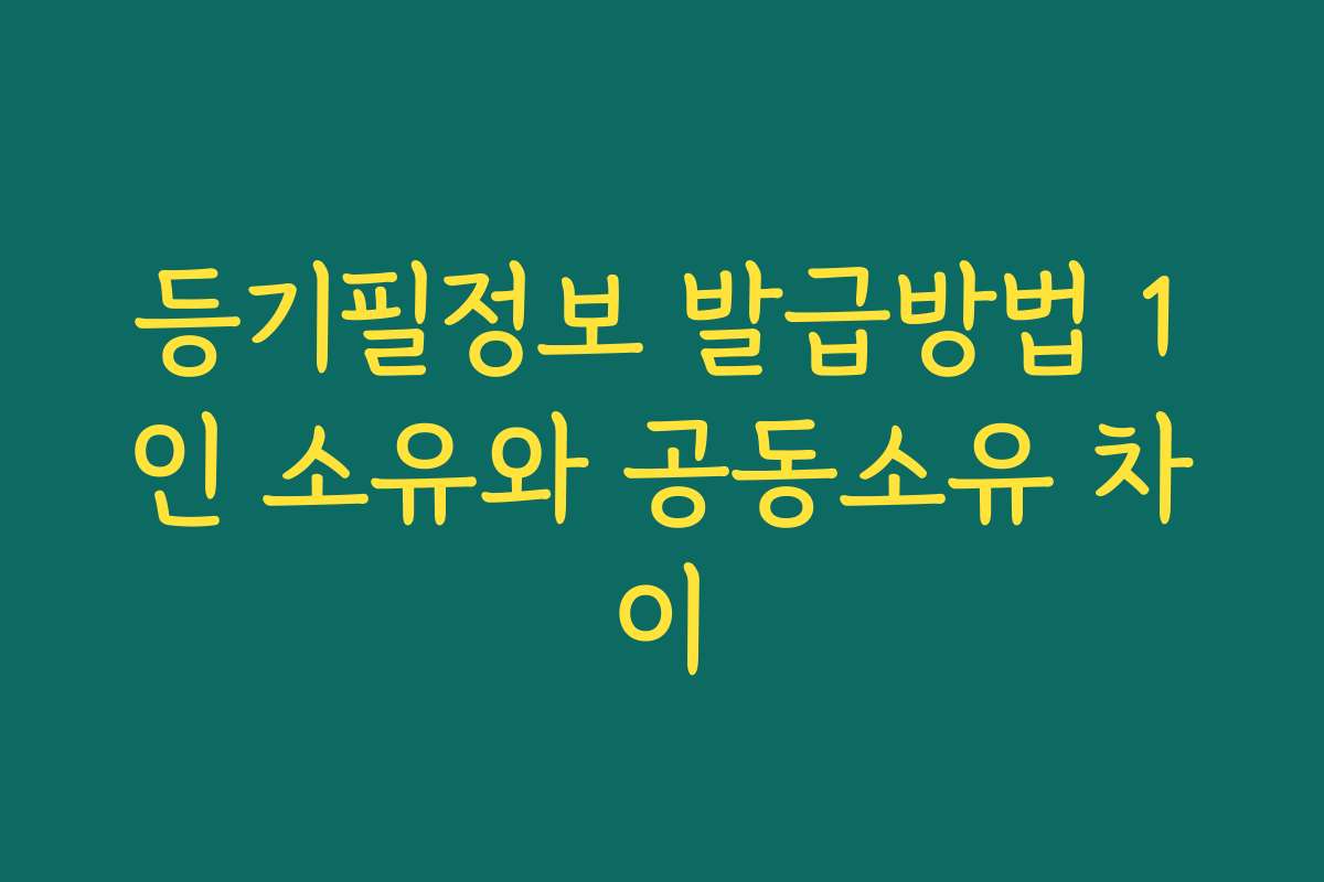 등기필정보 발급방법 1인 소유와 공동소유 차이