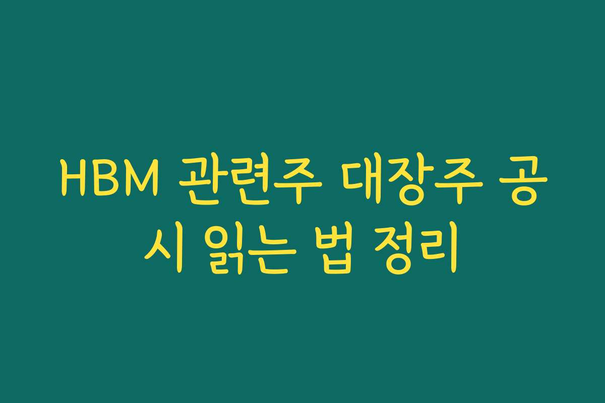 HBM 관련주 대장주 공시 읽는 법 정리