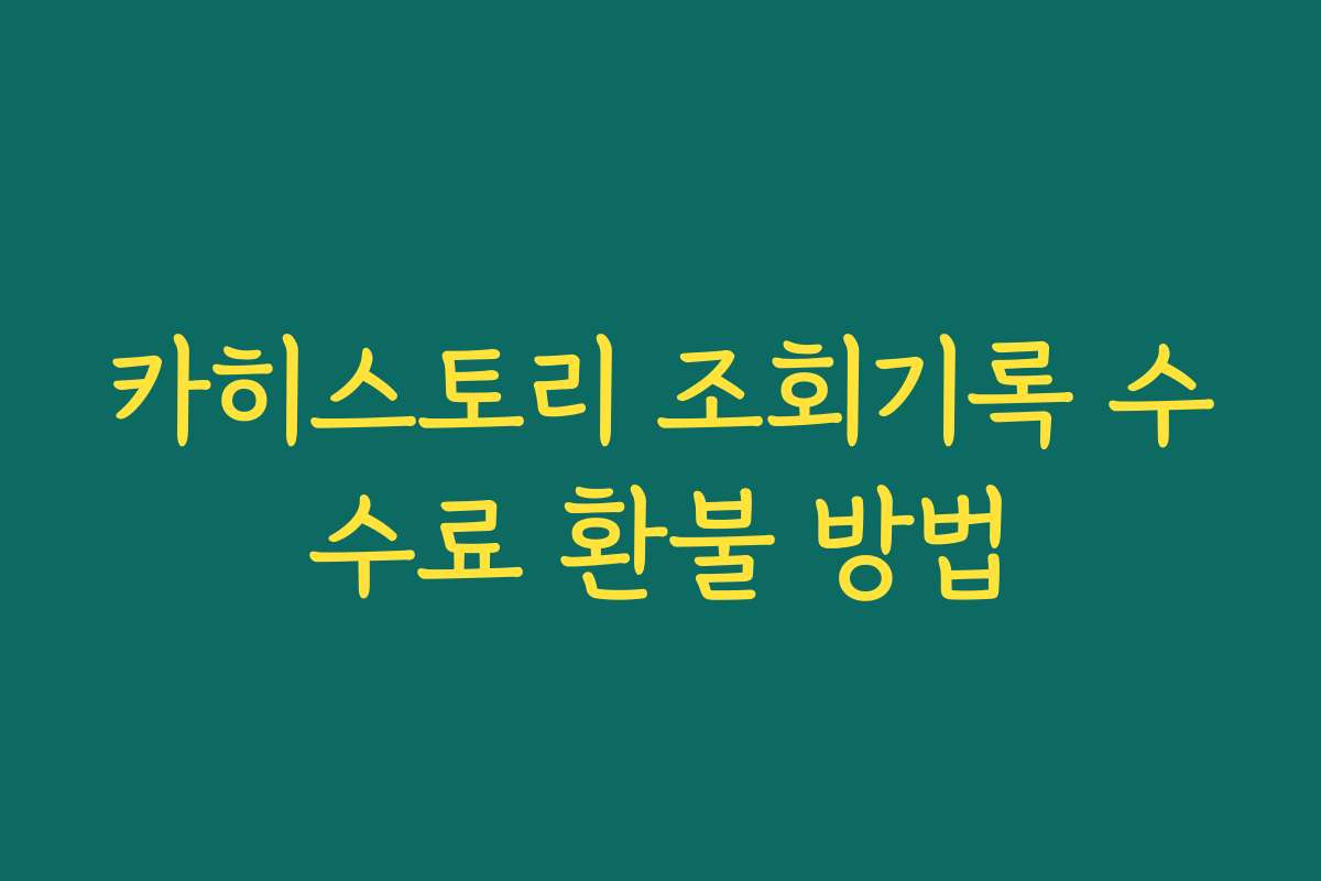카히스토리 조회기록 수수료 환불 방법
