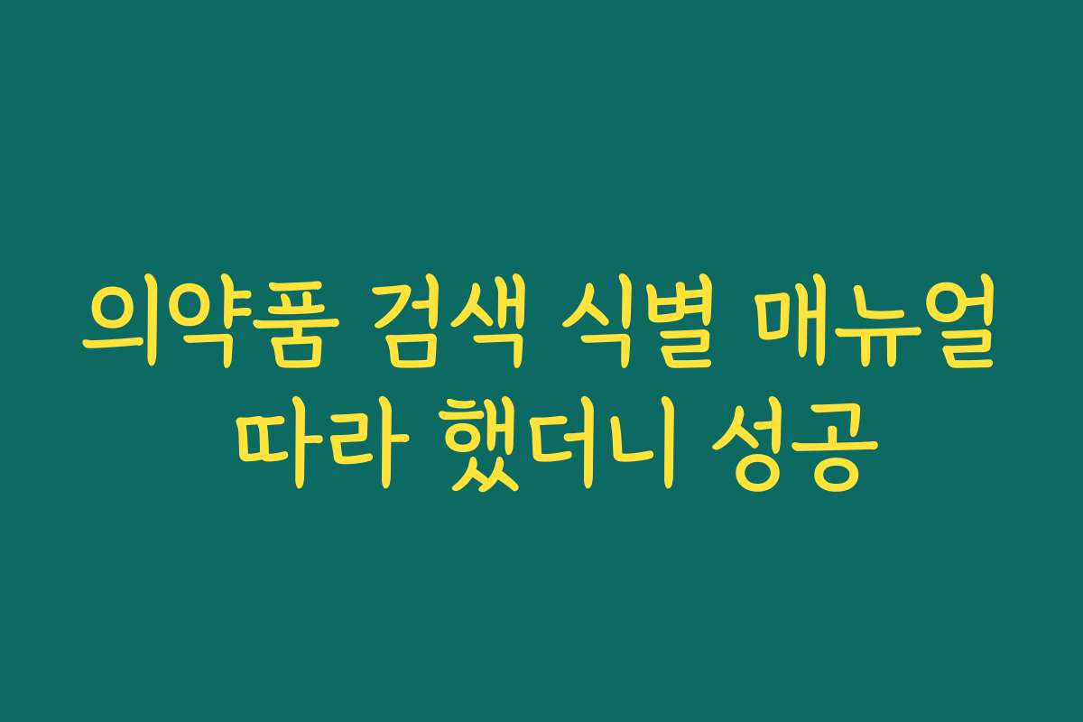 의약품 검색 식별 매뉴얼 따라 했더니 성공 의약품 검색 식별 매뉴얼 따라 했더니 성공