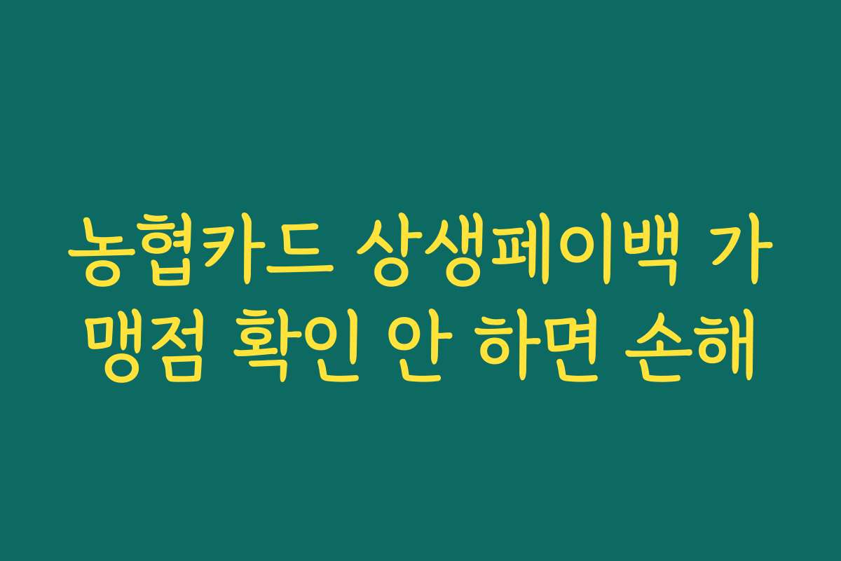 농협카드 상생페이백 가맹점 확인 안 하면 손해 농협카드 상생페이백 가맹점 확인 안 하면 손해