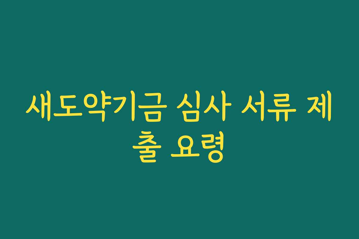 새도약기금 심사 서류 제출 요령