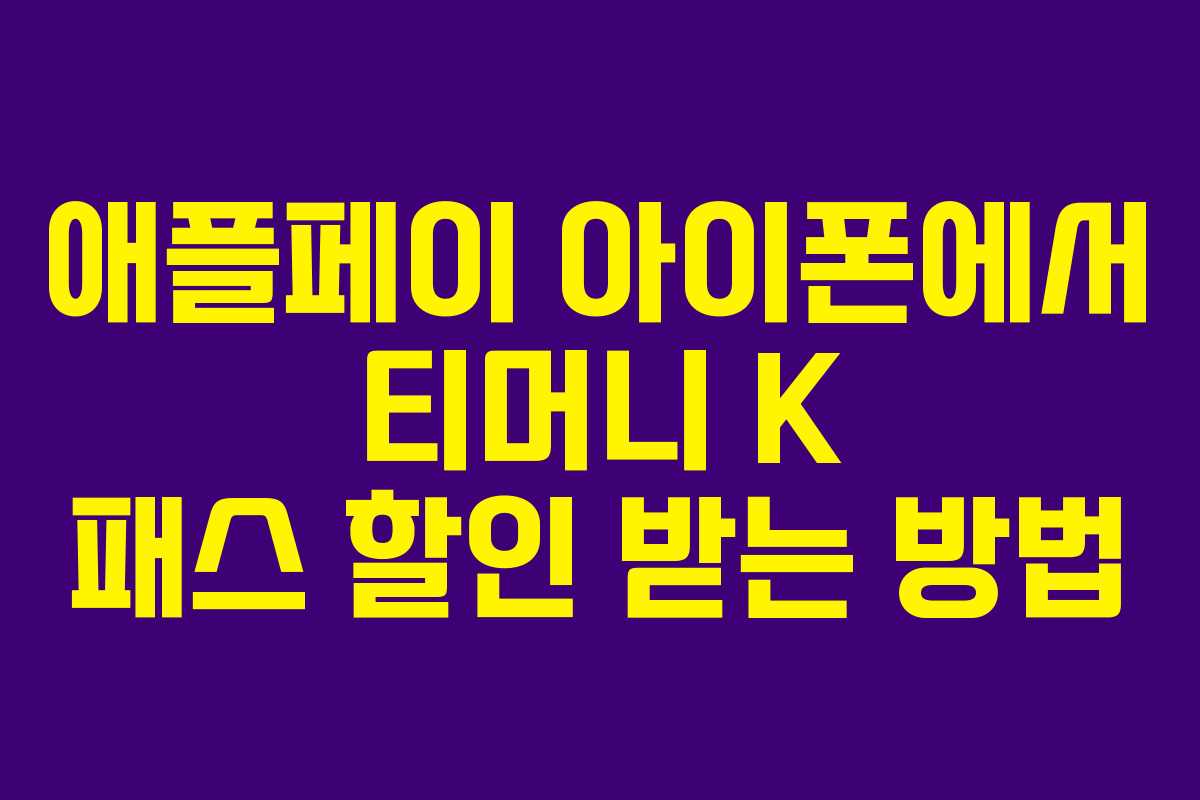 애플페이 아이폰에서 티머니 K 패스 할인 받는 방법 애플페이 아이폰에서 티머니 K 패스 할인 받는 방법