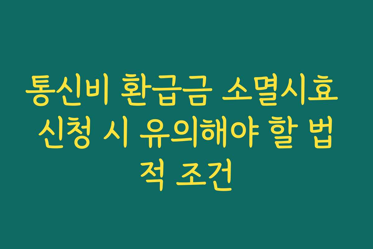 통신비 환급금 소멸시효 신청 시 유의해야 할 법적 조건