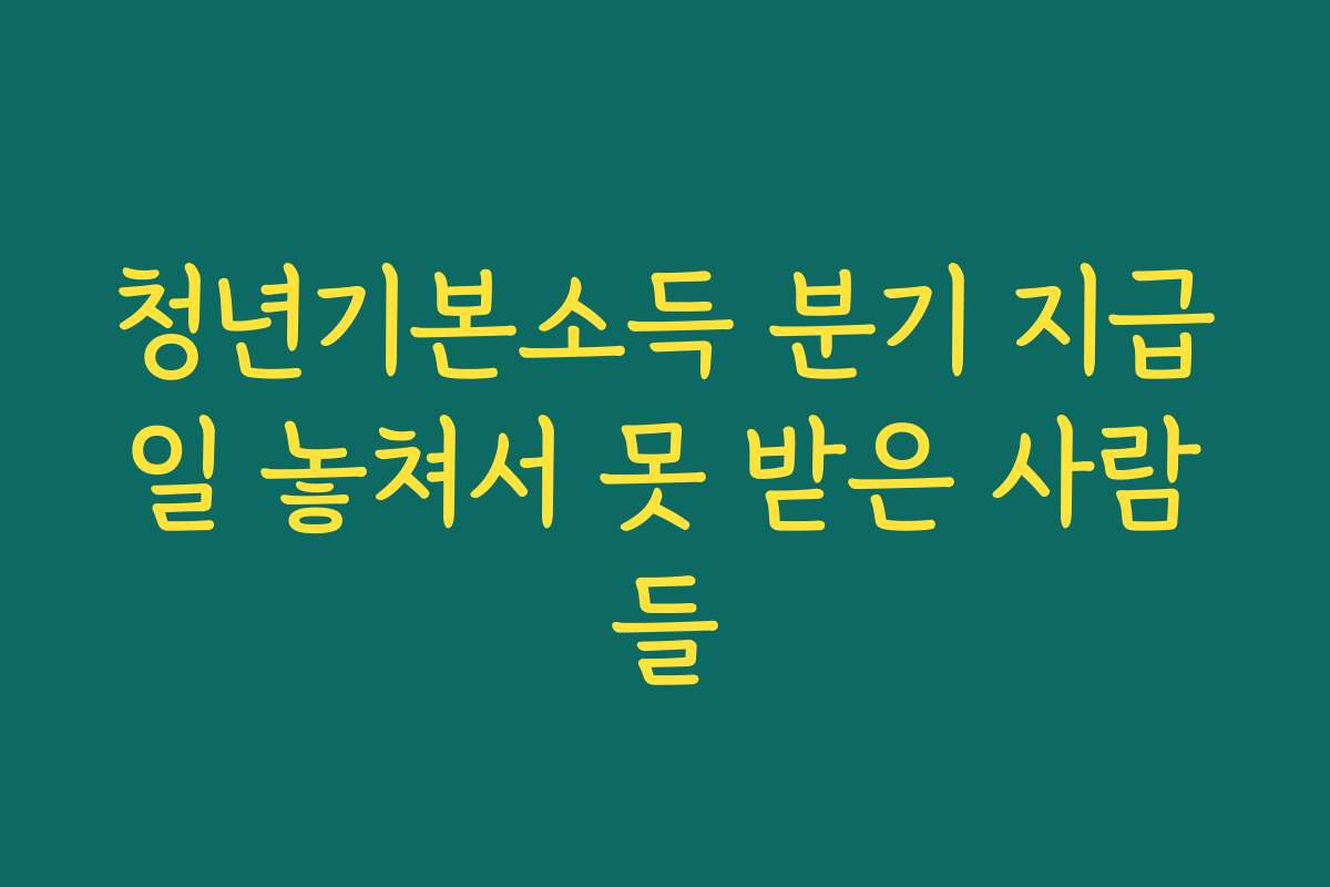 청년기본소득 분기 지급일 놓쳐서 못 받은 사람들