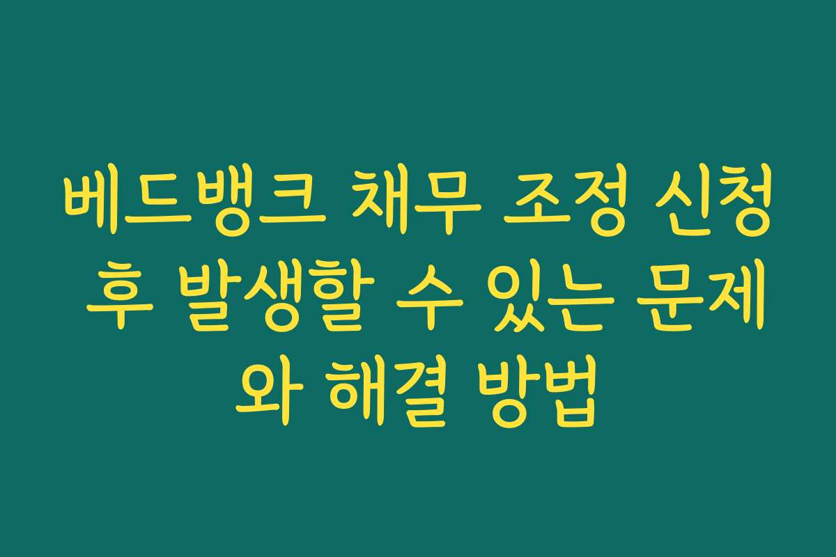 베드뱅크 채무 조정 신청 후 발생할 수 있는 문제와 해결 방법