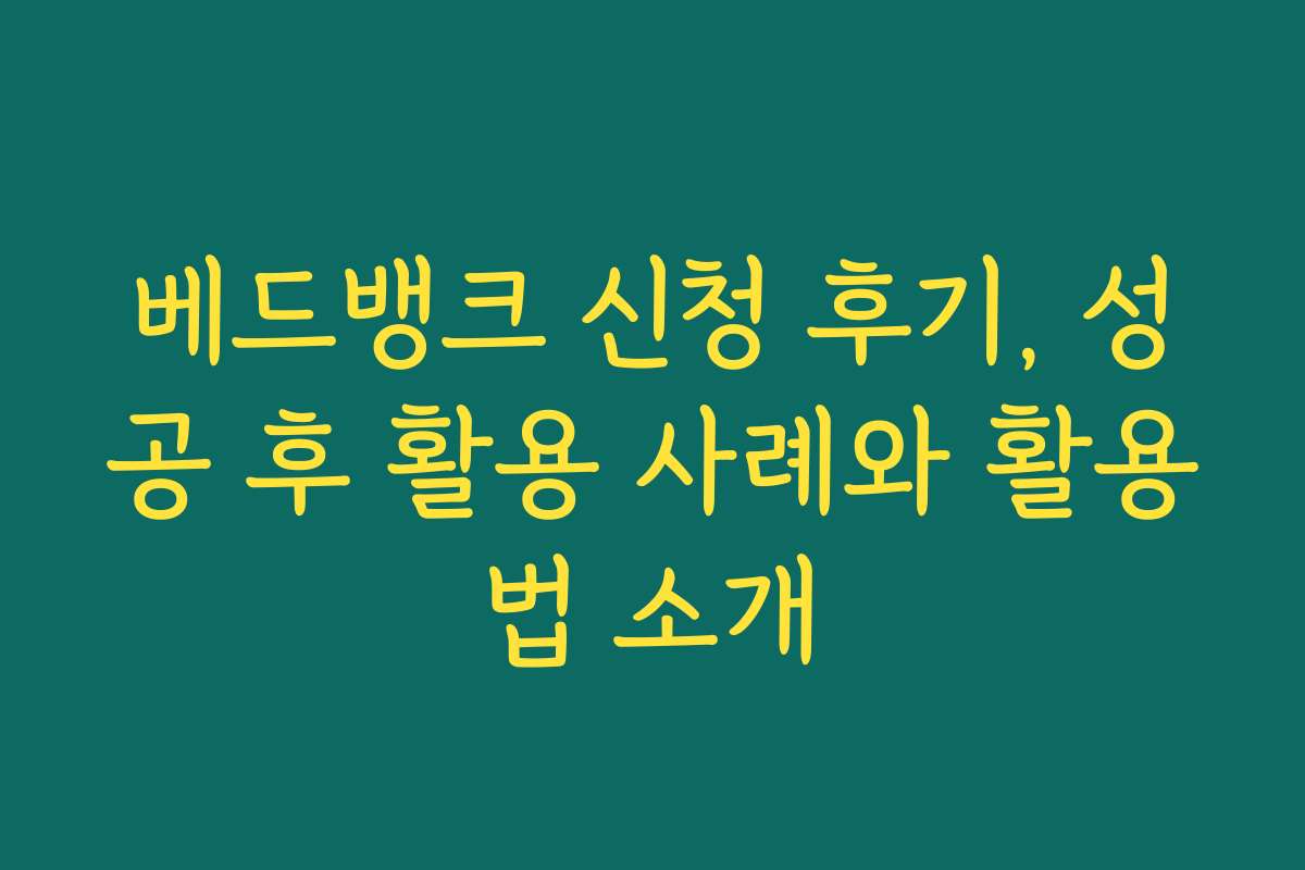 베드뱅크 신청 후기, 성공 후 활용 사례와 활용법 소개
