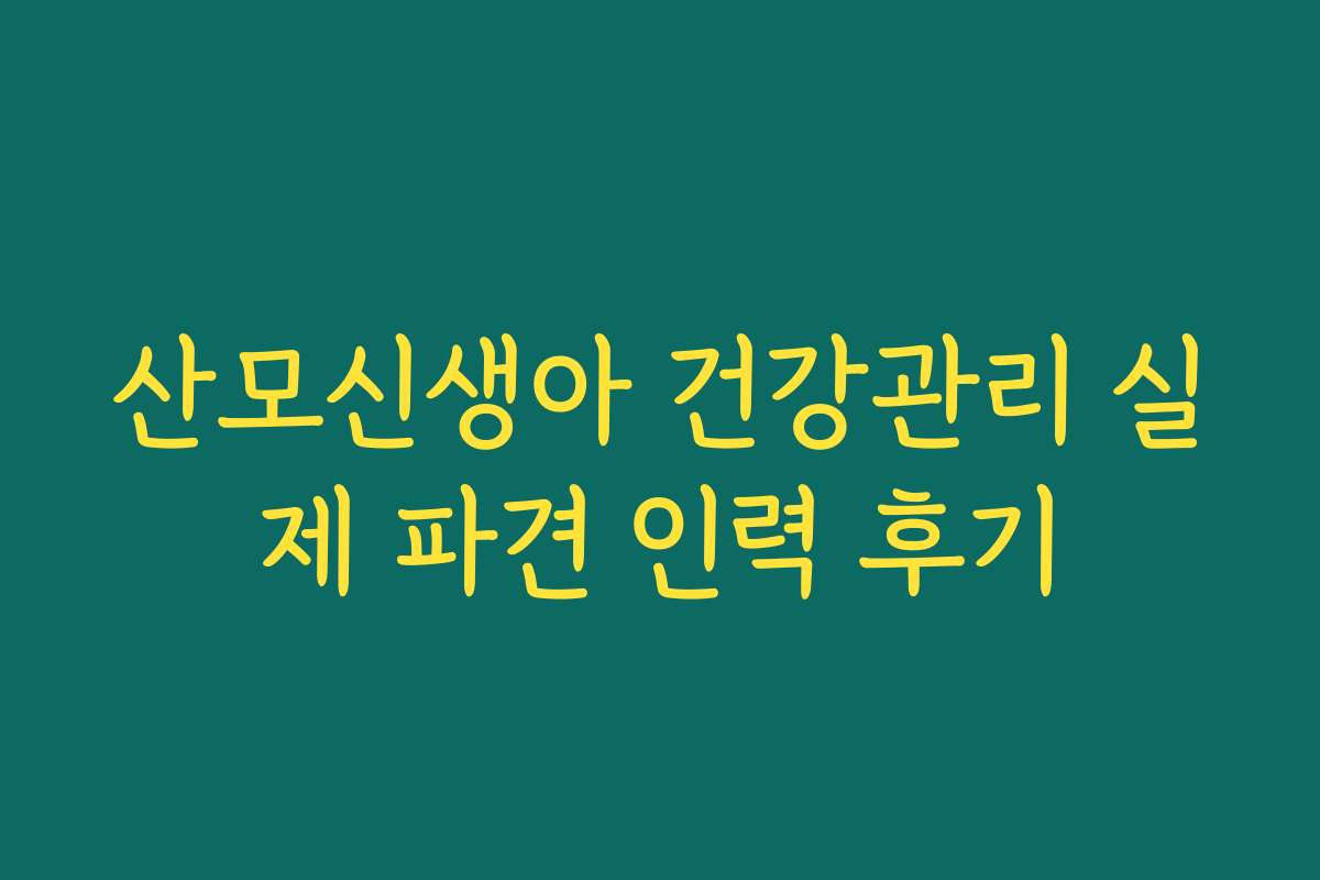 산모신생아 건강관리 실제 파견 인력 후기 산모신생아 건강관리 실제 파견 인력 후기