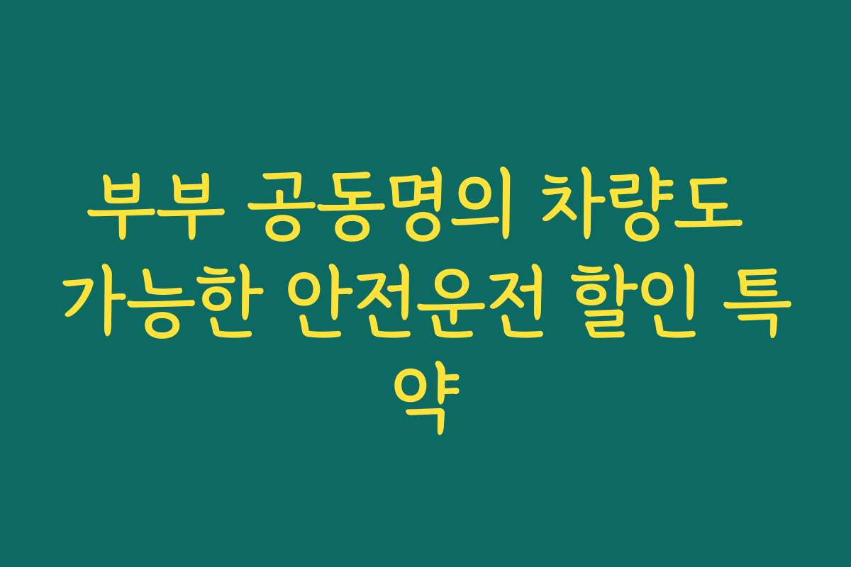 부부 공동명의 차량도 가능한 안전운전 할인 특약