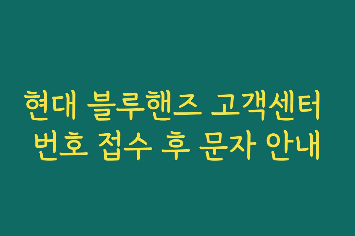 현대 블루핸즈 고객센터 번호 접수 후 문자 안내 현대 블루핸즈 고객센터 번호 접수 후 문자 안내
