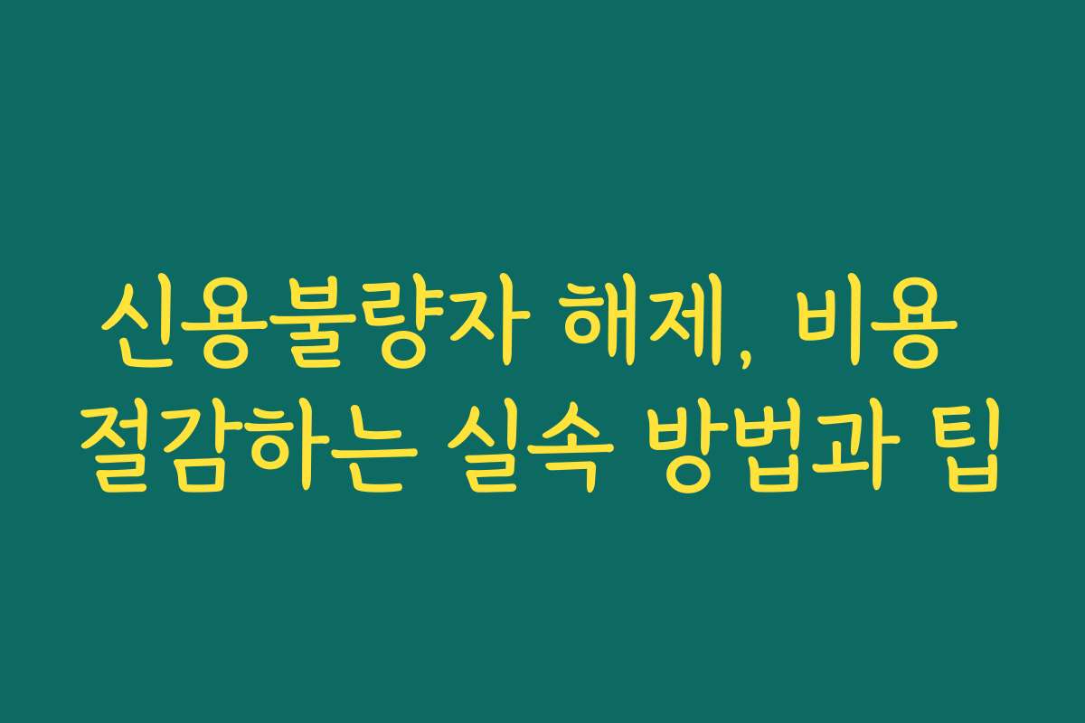 신용불량자 해제, 비용 절감하는 실속 방법과 팁