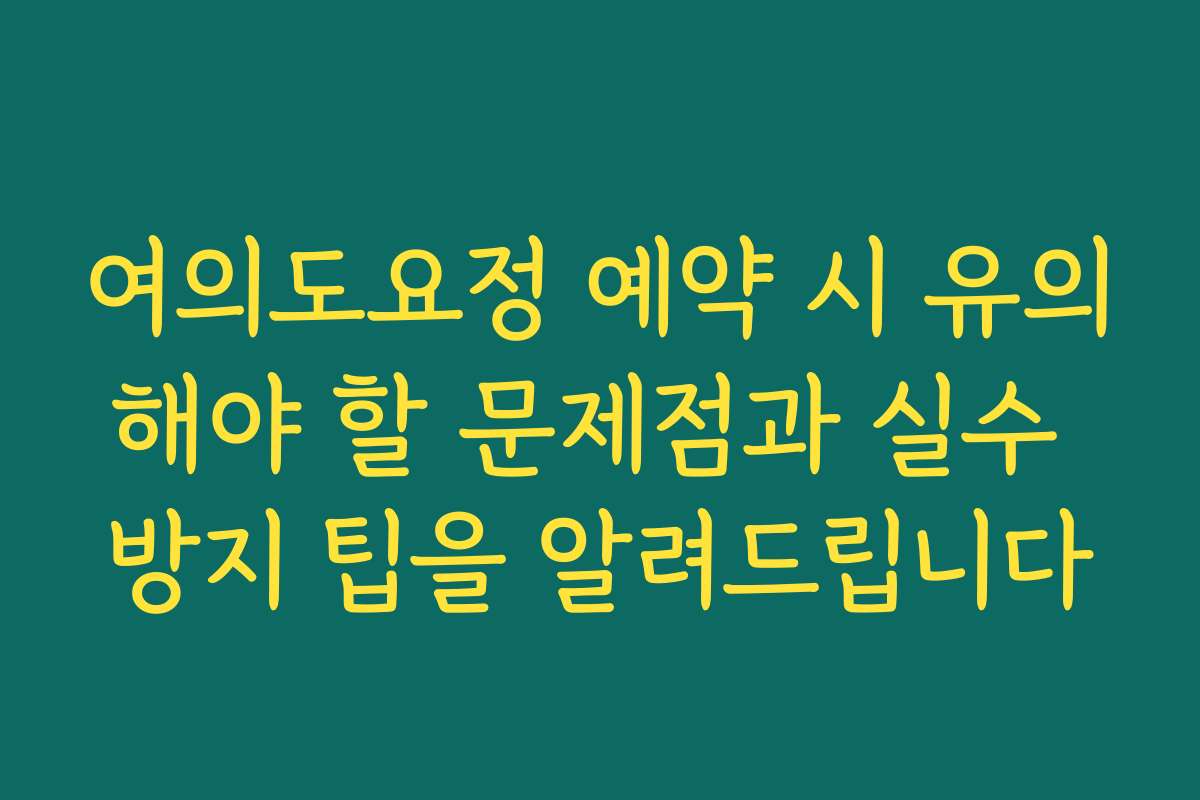 여의도요정 예약 시 유의해야 할 문제점과 실수 방지 팁을 알려드립니다