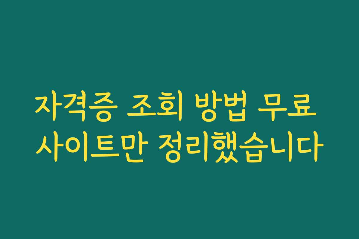 자격증 조회 방법 무료 사이트만 정리했습니다 자격증 조회 방법 무료 사이트만 정리했습니다