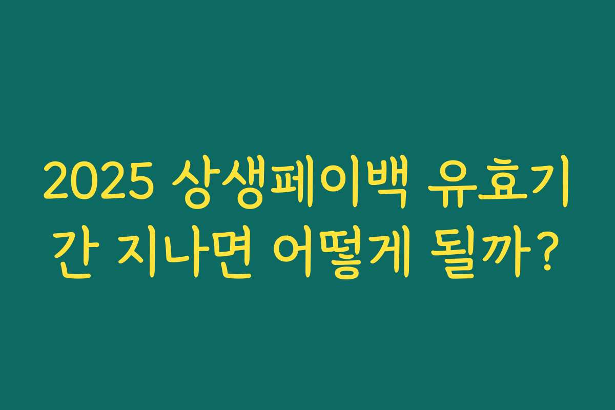2025 상생페이백 유효기간 지나면 어떻게 될까?