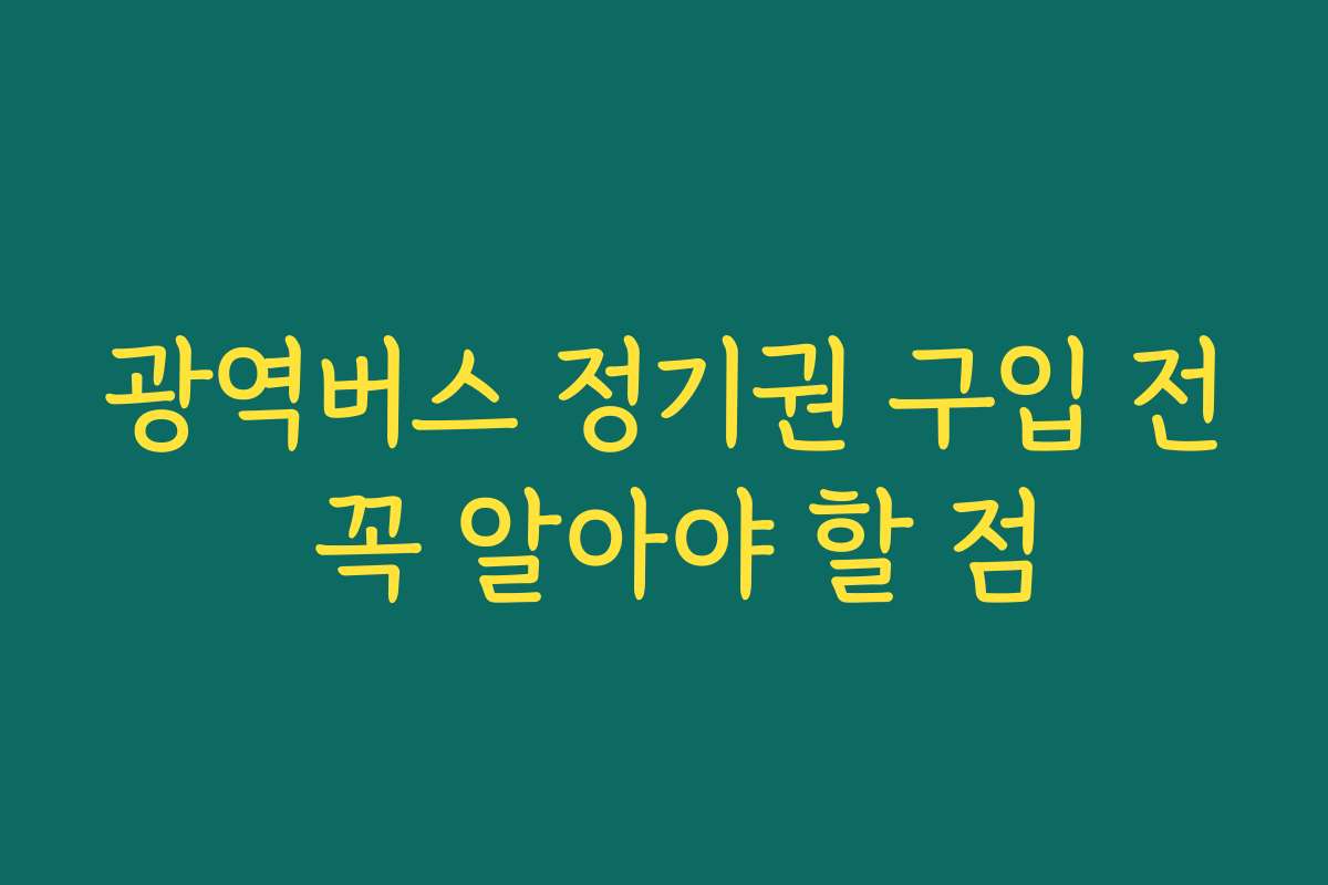 광역버스 정기권 구입 전 꼭 알아야 할 점