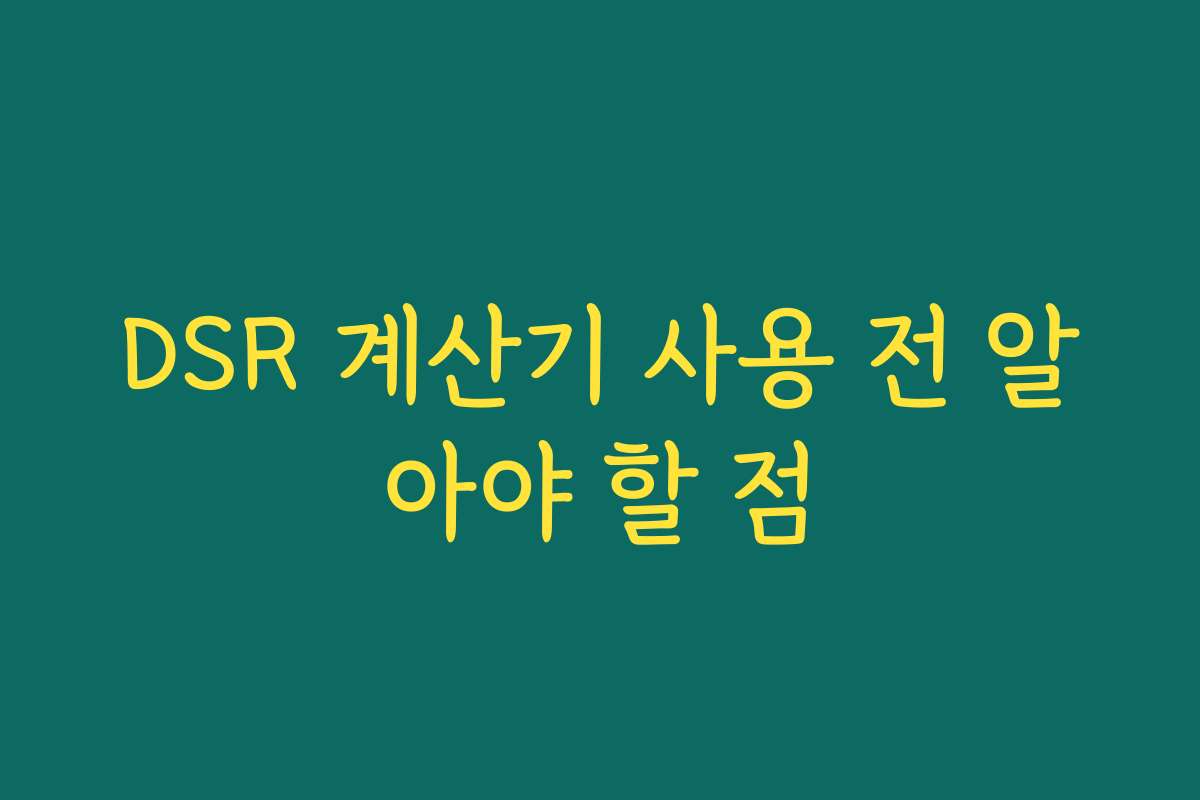 DSR 계산기 사용 전 알아야 할 점