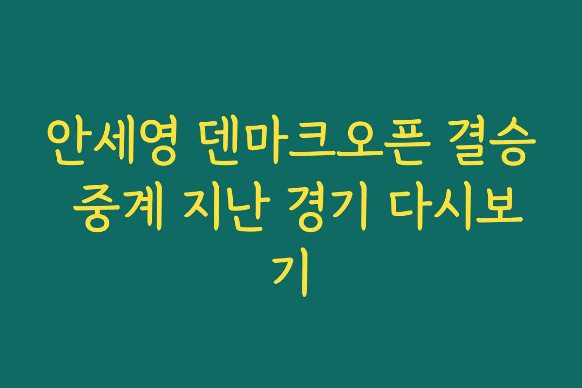 안세영 덴마크오픈 결승 중계 지난 경기 다시보기