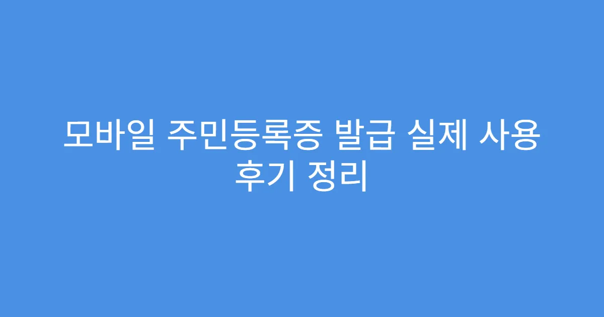 모바일 주민등록증 발급 실제 사용 후기 정리 모바일 주민등록증 발급 실제 사용 후기 정리