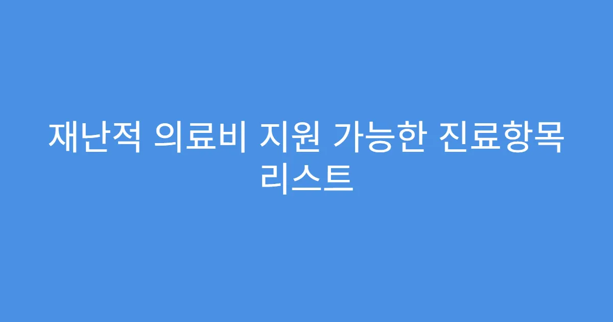 재난적 의료비 지원 가능한 진료항목 리스트