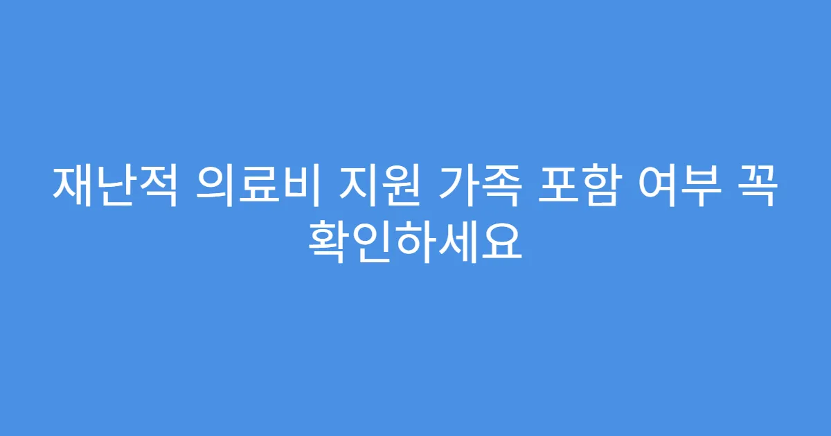 재난적 의료비 지원 가족 포함 여부 꼭 확인하세요