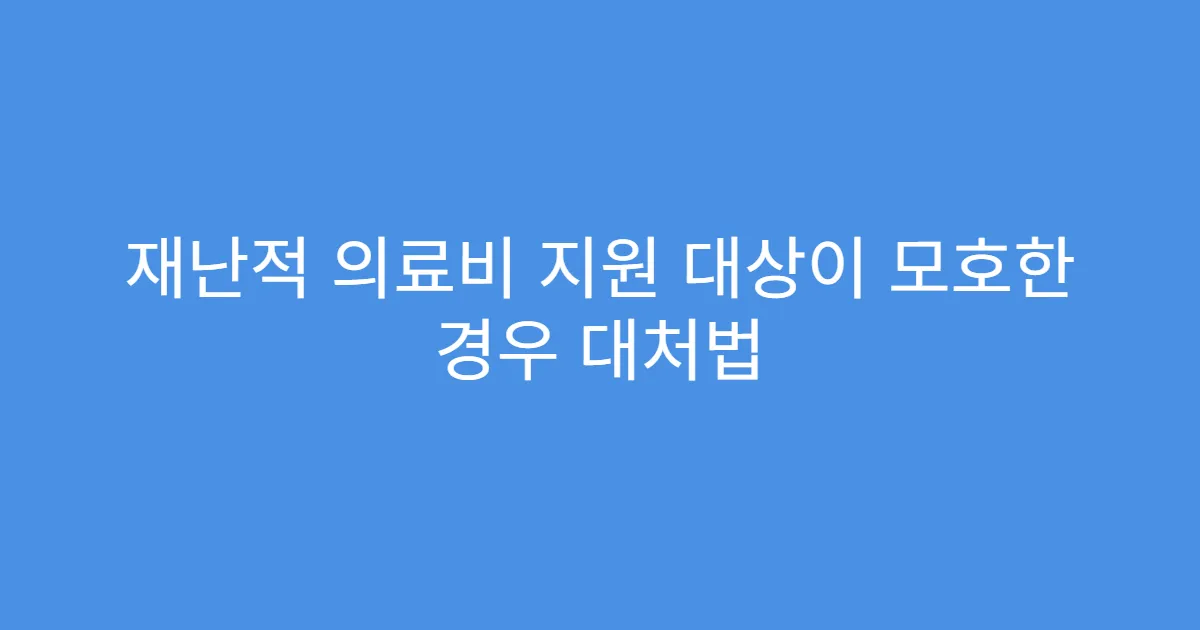 재난적 의료비 지원 대상이 모호한 경우 대처법