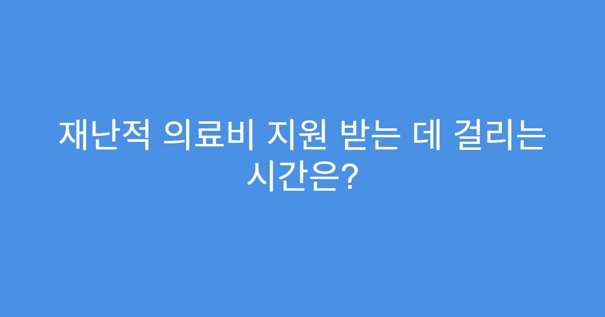 재난적 의료비 지원 받는 데 걸리는 시간은?