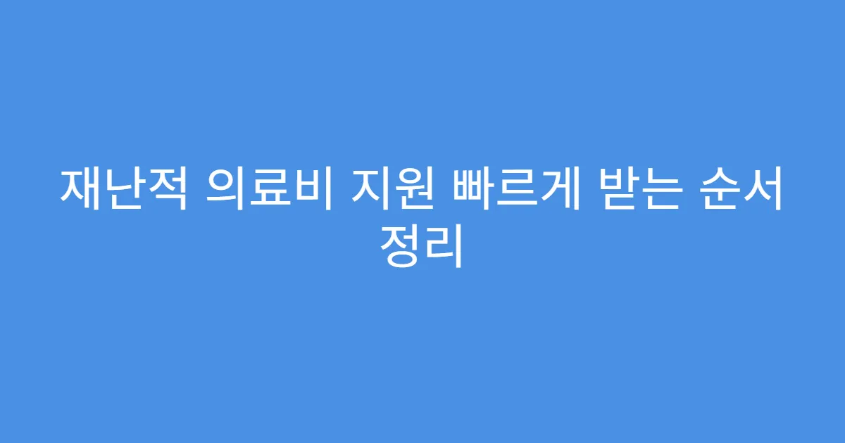 재난적 의료비 지원 빠르게 받는 순서 정리