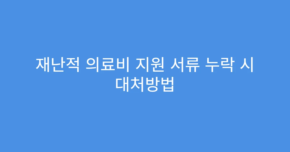 재난적 의료비 지원 서류 누락 시 대처방법