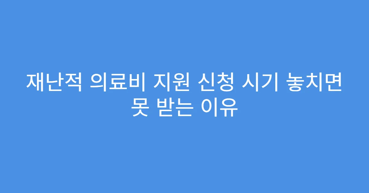 재난적 의료비 지원 신청 시기 놓치면 못 받는 이유