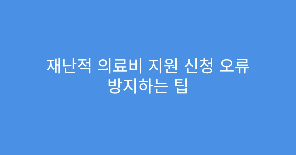 재난적 의료비 지원 신청 오류 방지하는 팁